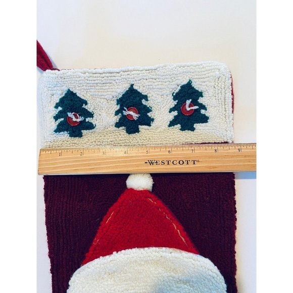 Sugar Plum Dreams Snowman Face Chenille Christmas Stocking Red White 19” - Picture 7 of 8